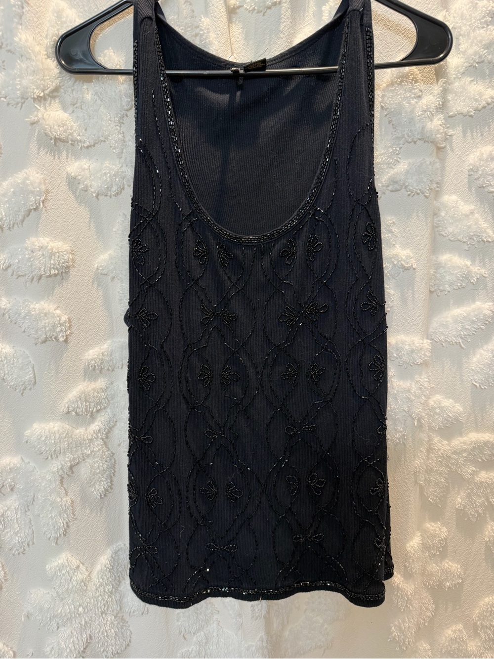 Passport Black Beaded Scoop Tank Top